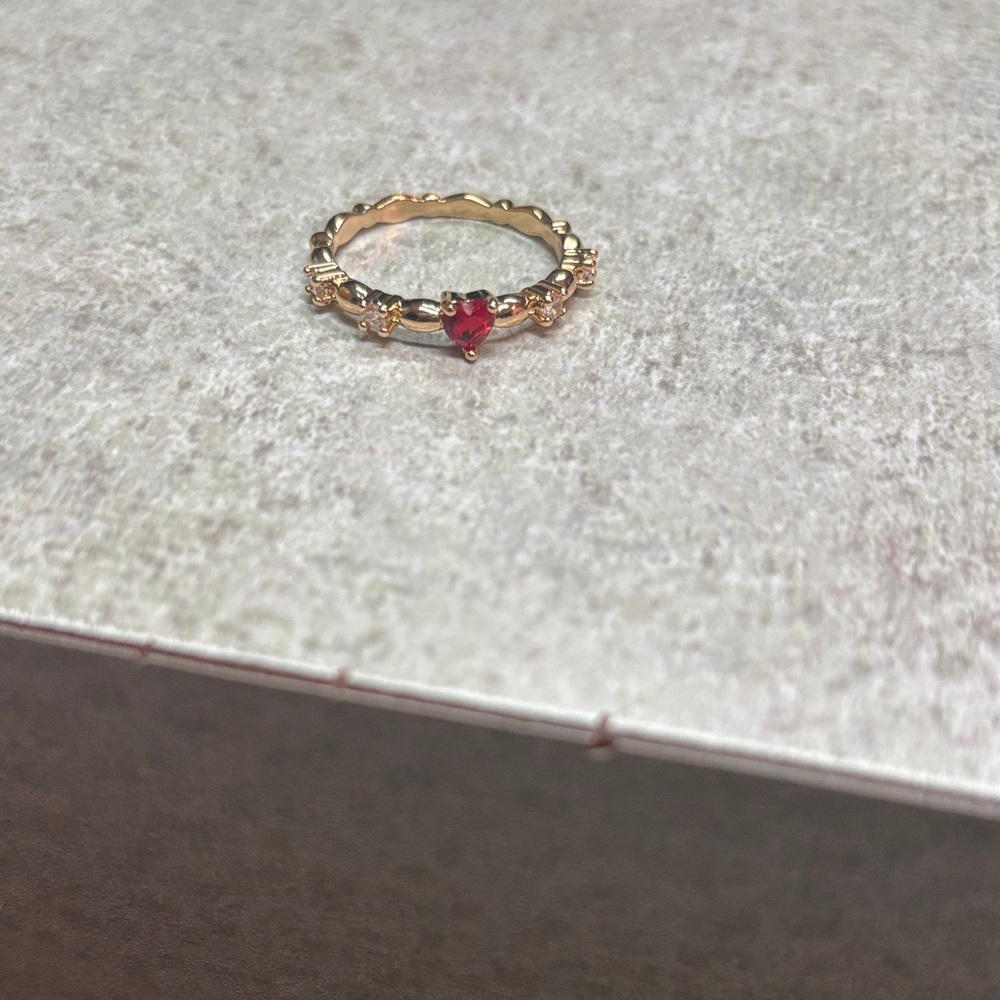 Source Unknown Gold Ring with Red Heart